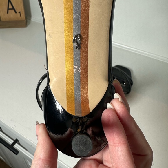 **SOLD**Sam Edelman Black Patent Ankle Strap Heels Women’s 8.5 Minimal Chic - Picture 7 of 9